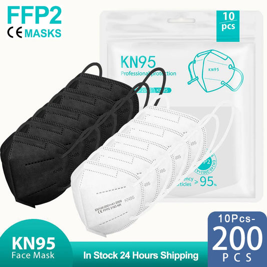 Masques FFP2 KN95 Certifiés CE – Noir (10 à 200 pièces)