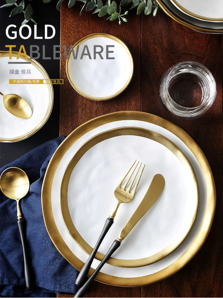 Set de Vaisselle en Céramique - Élégance Noire pour la Cuisine et la Table