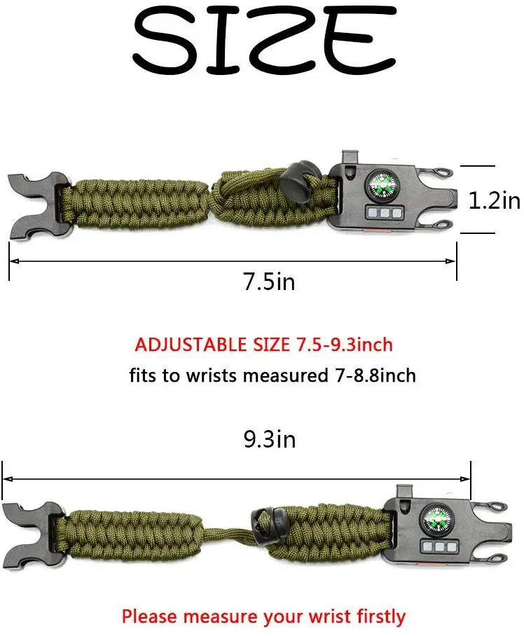 Bracelet de Survie Tactique Multifonctionnel avec Kit d'Urgence