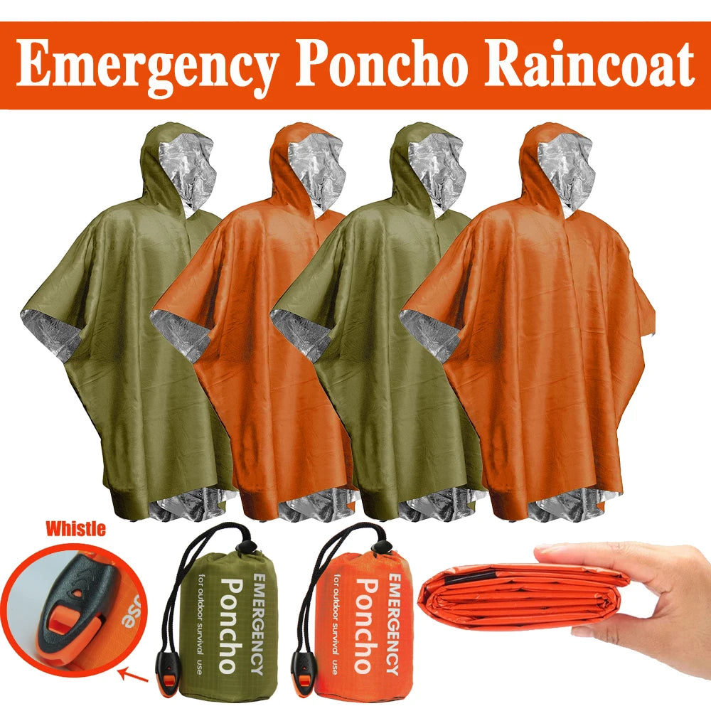 Poncho d’Urgence Imperméable – Film en Aluminium Jetable, Isolant Contre le Froid