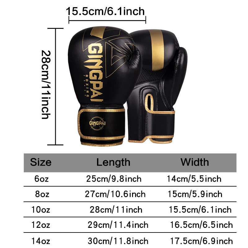 Gants de Boxe Professionnels – 6/8/10/12/14oz pour Muay Thai, MMA et Kickboxing