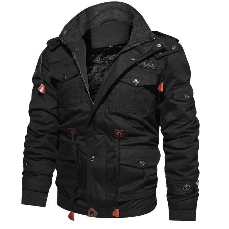 Veste Homme Automne-Hiver – Style Militaire avec Multi-Poches