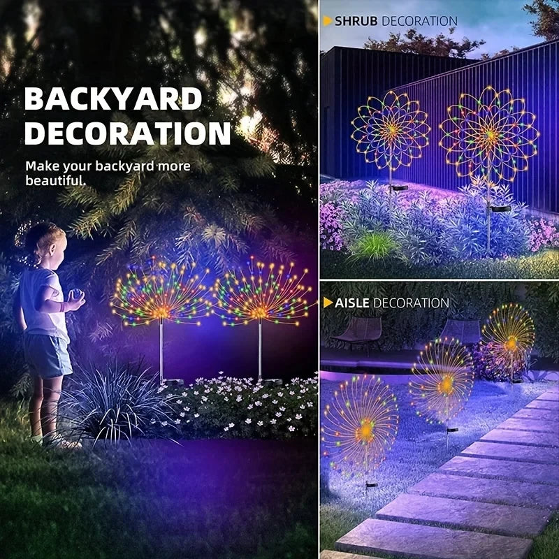 Guirlande Solaire LED "Feu d’Artifice" – 90 à 200 LED, Étanche, 8 Modes Lumineux