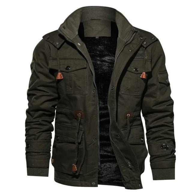 Veste Homme Automne-Hiver – Style Militaire avec Multi-Poches