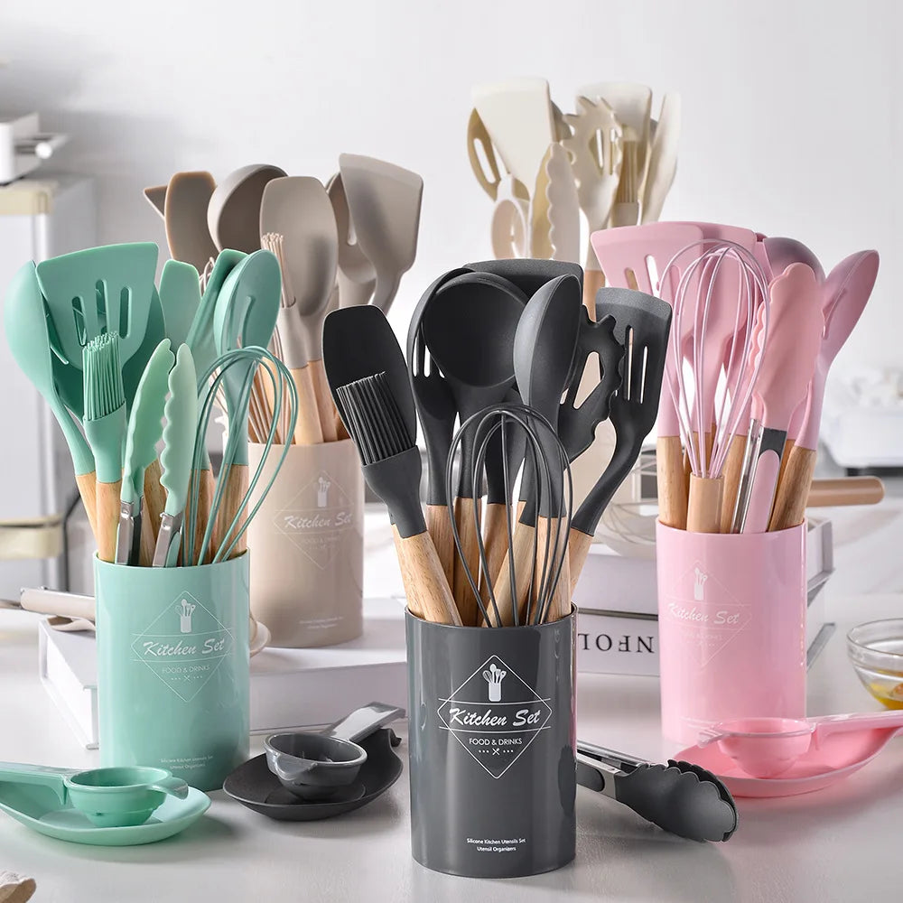 Ensemble d'Ustensiles de Cuisine en Silicone – Plus de 10 Pièces – AJOYOUS