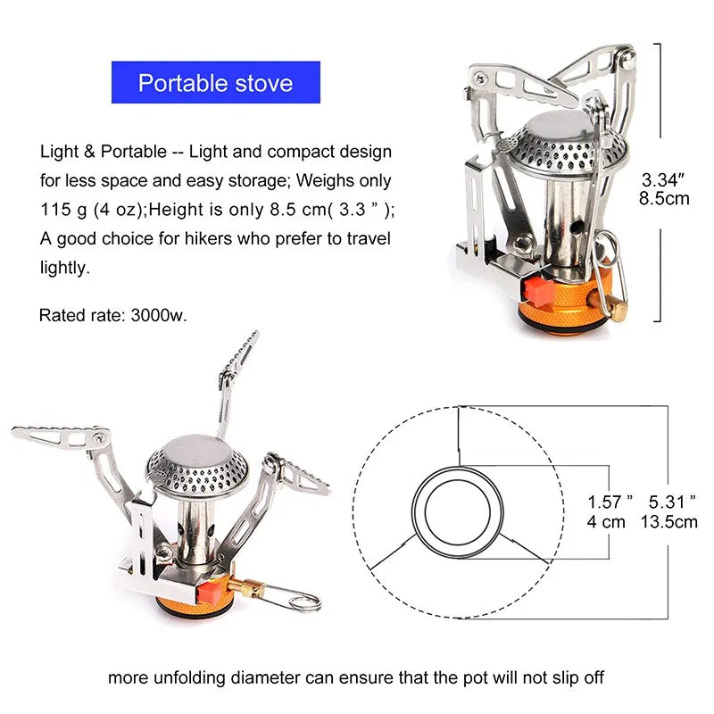 Réchaud de Camping Pliable Kiqune – Cuisinière à Gaz Portable pour Camping, Randonnée et Activités de Plein Air