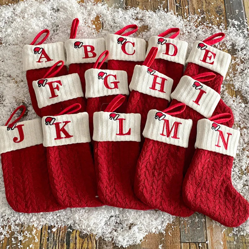 Chaussettes Tricotées Alphabet de Noël – Décorations pour Sapin et Maison