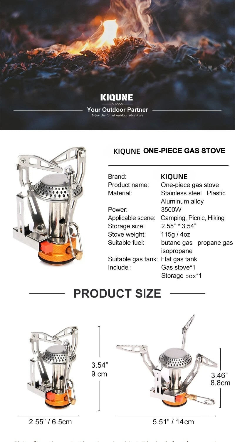 Réchaud de Camping Pliable Kiqune – Cuisinière à Gaz Portable pour Camping, Randonnée et Activités de Plein Air