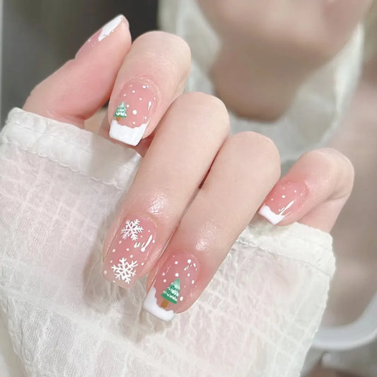 Faux Ongles Carrés de Noël