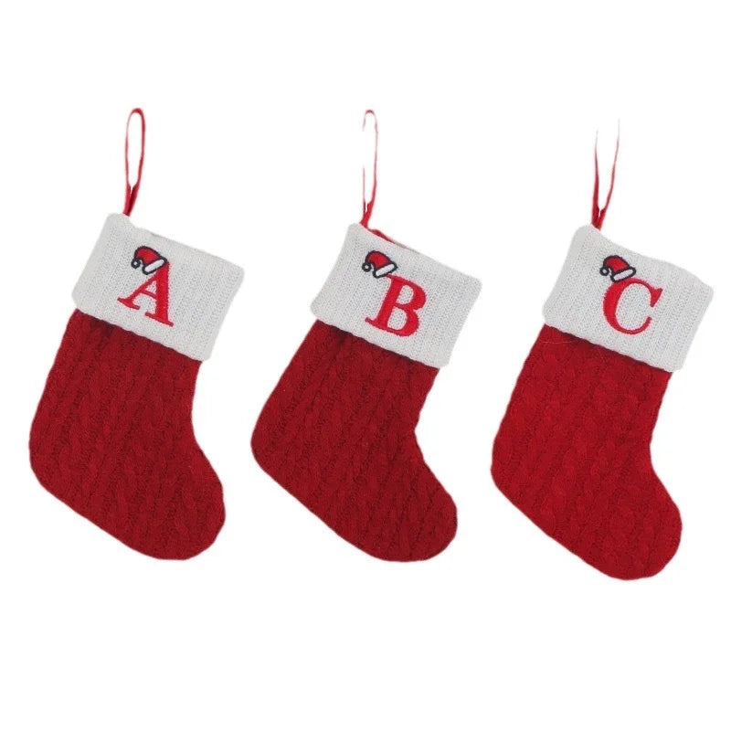 Chaussettes Tricotées Alphabet de Noël – Décorations pour Sapin et Maison