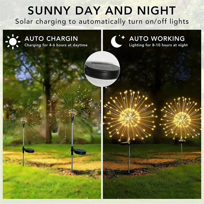 Guirlande Solaire LED "Feu d’Artifice" – 90 à 200 LED, Étanche, 8 Modes Lumineux