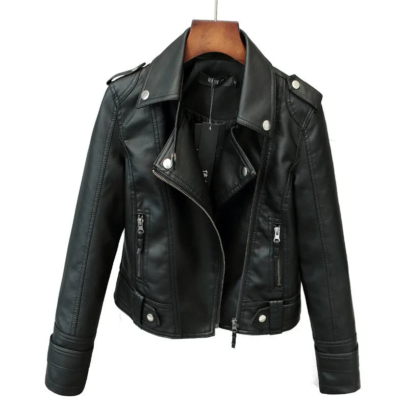 Veste en Cuir PU Slim pour Femme