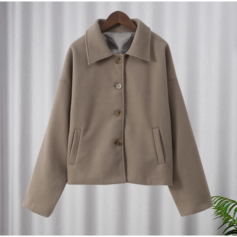 Veste Élégante pour Femme - Col à Revers, Boutonnage Simple, Demi-Saison