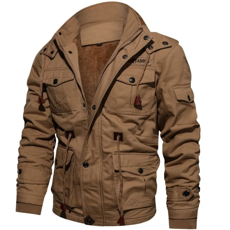 Veste Homme Automne-Hiver – Style Militaire avec Multi-Poches