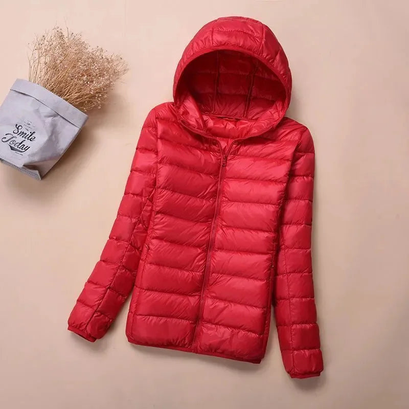 Doudoune Femme Courte - Parka Automne-Hiver avec Capuche et Col Montant