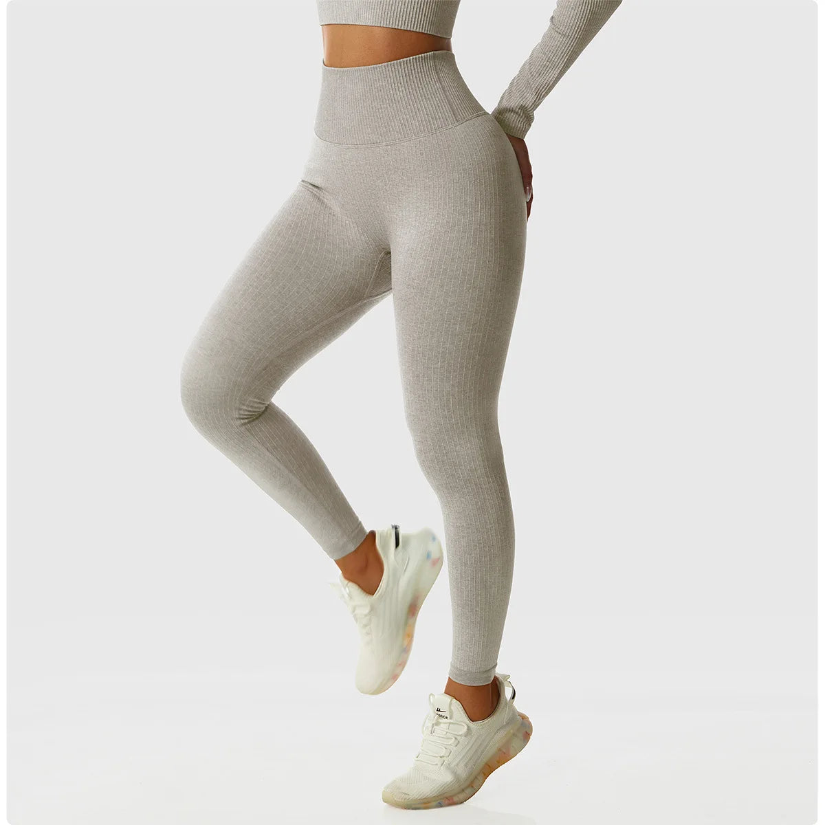 Leggings Sans Couture à Taille Haute – Push-Up et Contrôle du Ventre pour Yoga et Gym