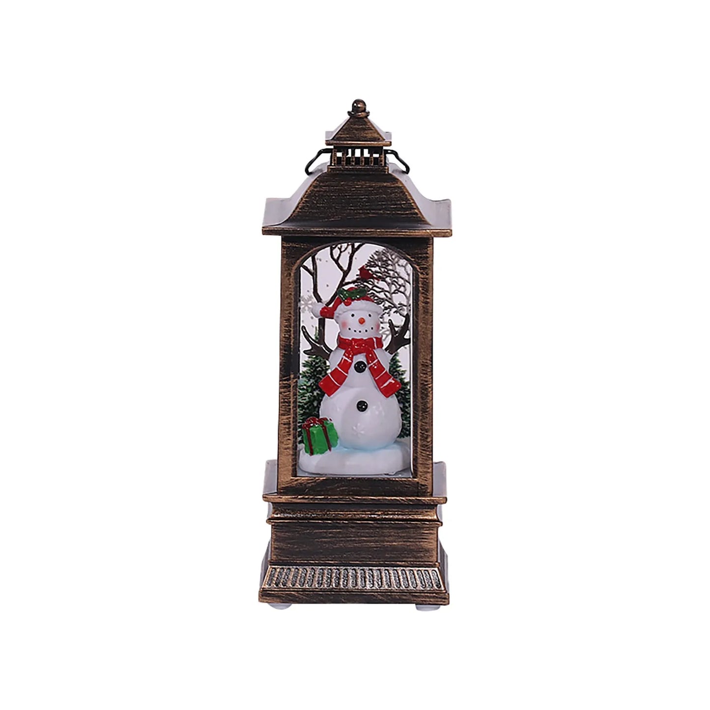 Décoration de Noël avec Lampe LED - Forme de Lampe à Huile avec Bonhomme de Neige