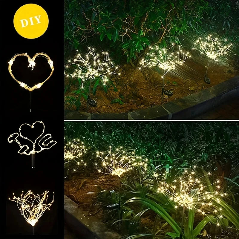 Guirlande Solaire LED "Feu d’Artifice" – 90 à 200 LED, Étanche, 8 Modes Lumineux