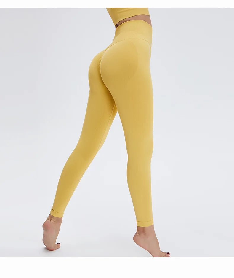 Leggings de Sport Taille Haute Push-Up – Pantalon de Yoga Femme Sans Coutures