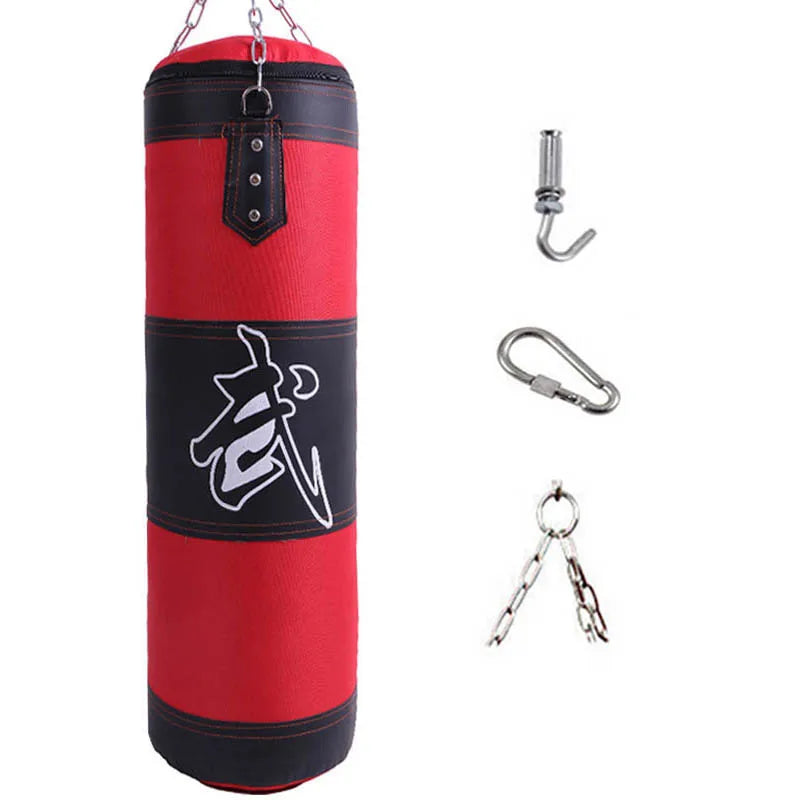 Sac de Frappe Durable pour Entraînement de Boxe – Sac de Sable Vide avec Chaîne Métallique et Crochet