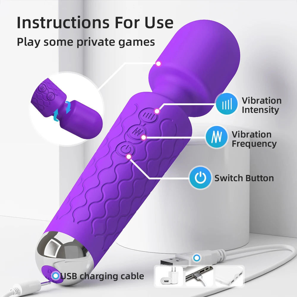 Powerful Automatic Dildo Vibrators 20 Speeds Powerful Gun Sex Machine Magic Wand USB G Spot Masturbator Adult Sex Toys For Women