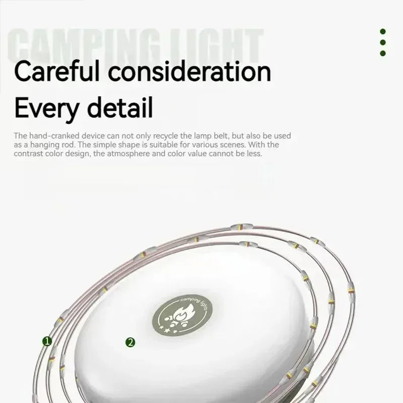 Lampe de Camping 4-en-1 avec Bande LED – 10M, Étanche et Rechargeable