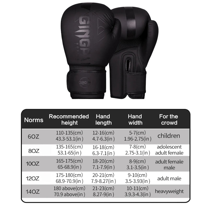 Gants de Boxe Professionnels – 6/8/10/12/14oz pour Muay Thai, MMA et Kickboxing