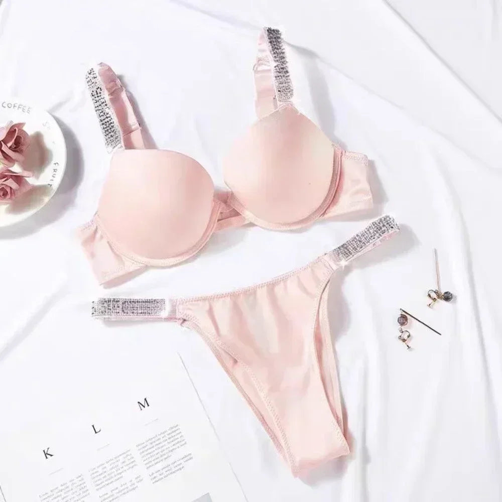 Soutien-gorge Sexy Push-Up avec Bretelles en Strass – Lingerie Haut de Gamme