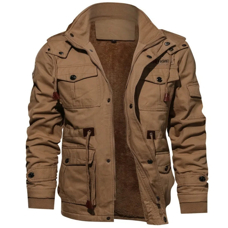 Veste Homme Automne-Hiver – Style Militaire avec Multi-Poches