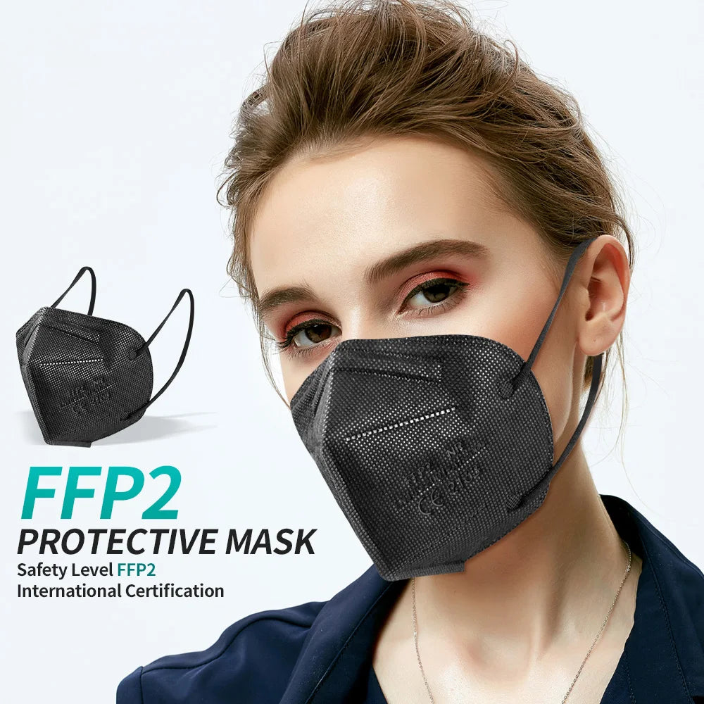 Masques FFP2 KN95 Certifiés CE – Noir (10 à 200 pièces)